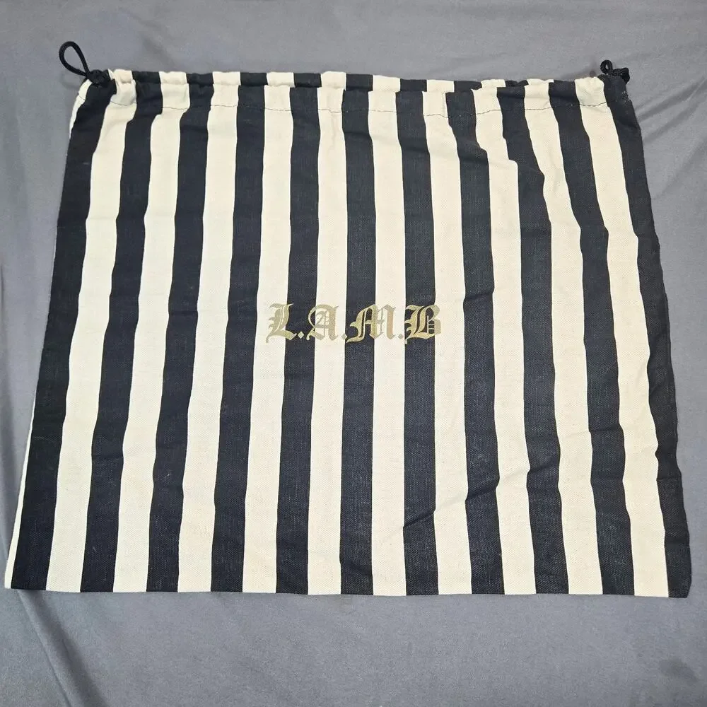 LAMB Gwen Stefani Black White Stripe Drawstring Dust Bag Canvas 18x20